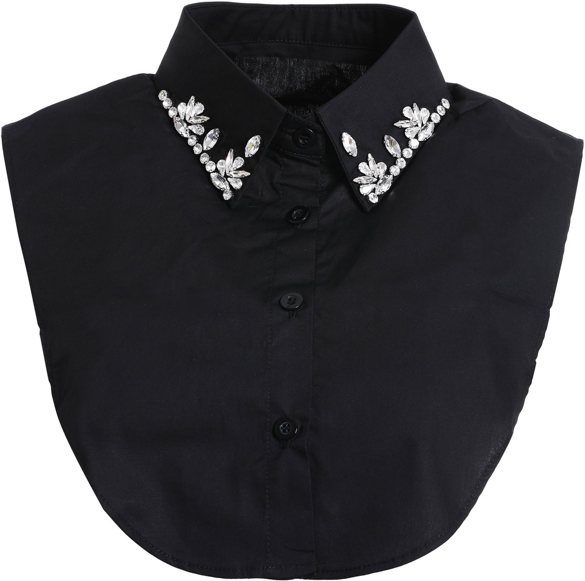 Dames Los Kraagje - Zwart - Puntkraag - Flower Zirkonia