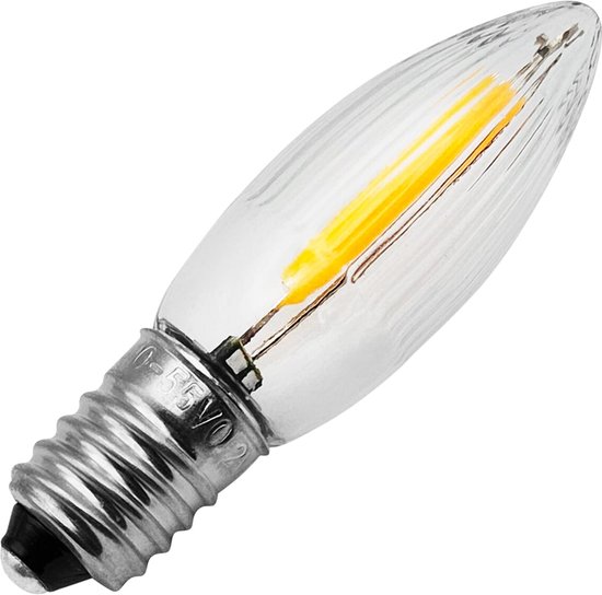 Reserve Kerstlampje E10 LED Filament - 10-55V - 0.2W - Warm Wit Licht - 2200K - Helder