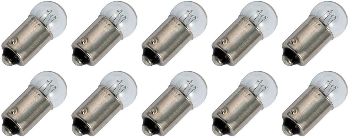 Signaallamp Ba9s 10V 0.5W - 50 mAh - 10 stuks - G11 Gloeilamp Ø11mm - 24mm - 2500K - Dimbaar