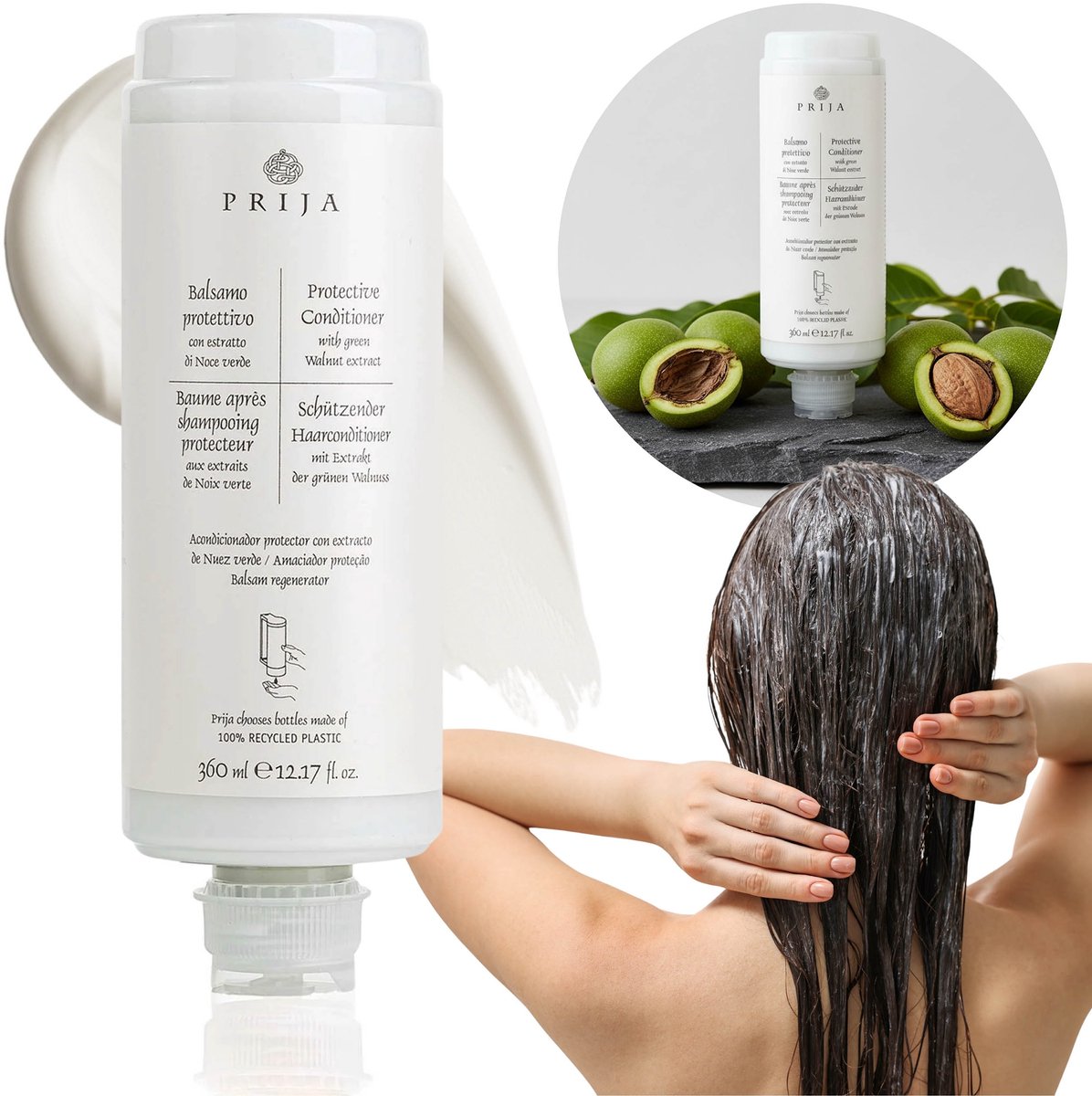 PRIJA NATUURLIJKE conditioner voor het haar met walnootextract VEGAN, navulling voor dispenser 360 ml