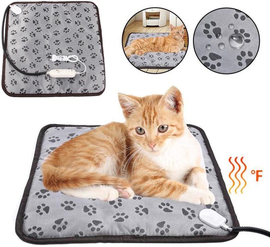 Warmtemat kat - Kattenmand Verwarming - Warmtemat hond - 45x45cm - met anti-kauwdraad - Waterdichte - Kattenmand - Verwarmd Kattenbed - voor kleine honden/katten
