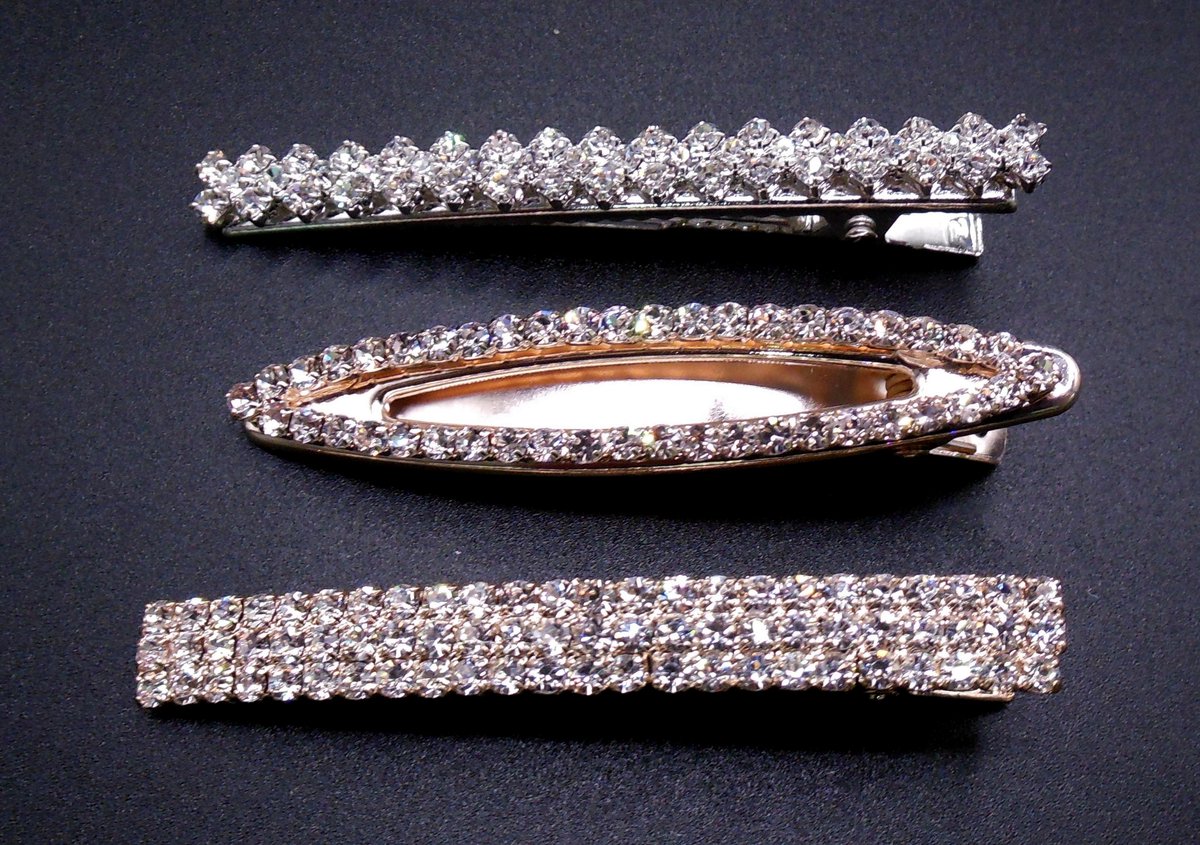 Duckklem met strass set van 3 stuks.