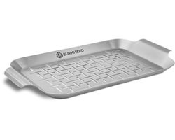 BURNHARD Stainless Steel Griddle, Oven-Safe, Dishwasher Safe, Universal for Gas, Charcoal and Electric Grill, Large Handles – BBQ Grill Plate Large/Small