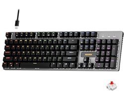Newmen GM325Pro Mechanical Keyboard, 104 Keys Rainbow LED Backlit Wired Gaming Keyboards, Hot-Swap Metal Panel ABS Black Keycaps Gaming Mechanical Keyboard for Windows Laptop PC