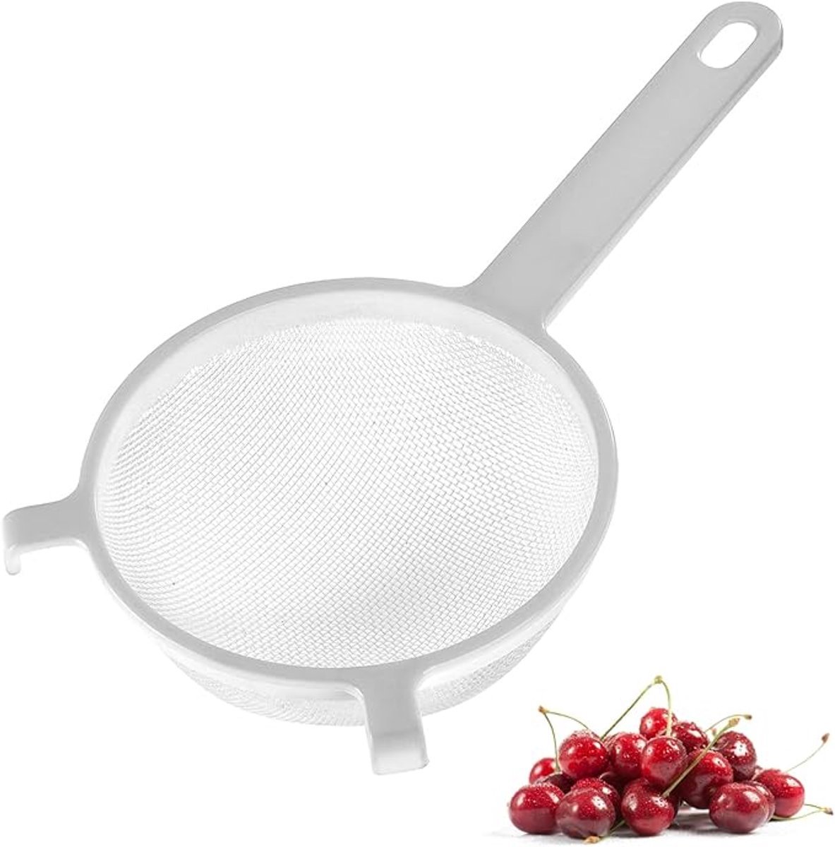 OIMG Zeef - Keukenzeef - Kunststof - Keukenzeef - nylon kunststof - nylon mesh - met ophanggat - voor Afgieten - Filteren en Wassen van Groenten - Fruit - Salades - BPA-vrij - Ø 15cm