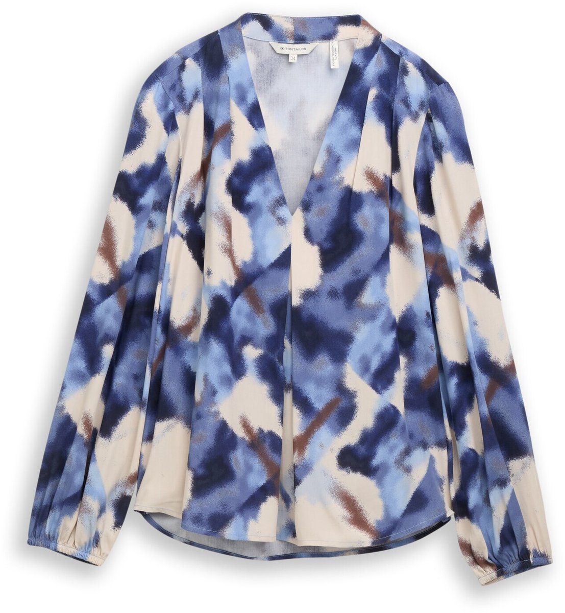 Tom Tailor - Blouse met patroon - Maat 44 - blue blurry argyle