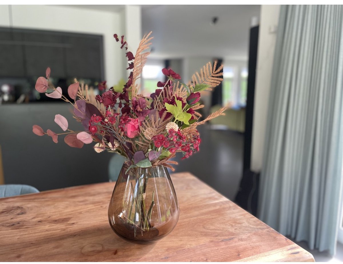 Zijden bloemen boeket - Zijden Winterboeket Fluwelen Gloed - Onderhoudsvrij - Kunstbloemen
