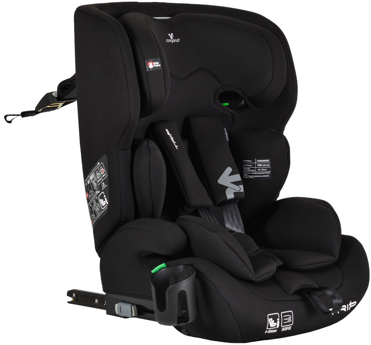 Cangaroo Trip Midnight Black 76-150 cm i-Size Autostoel