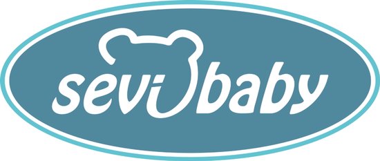 Sevi Baby logo met een blauwe ovale achtergrond en witte tekst.