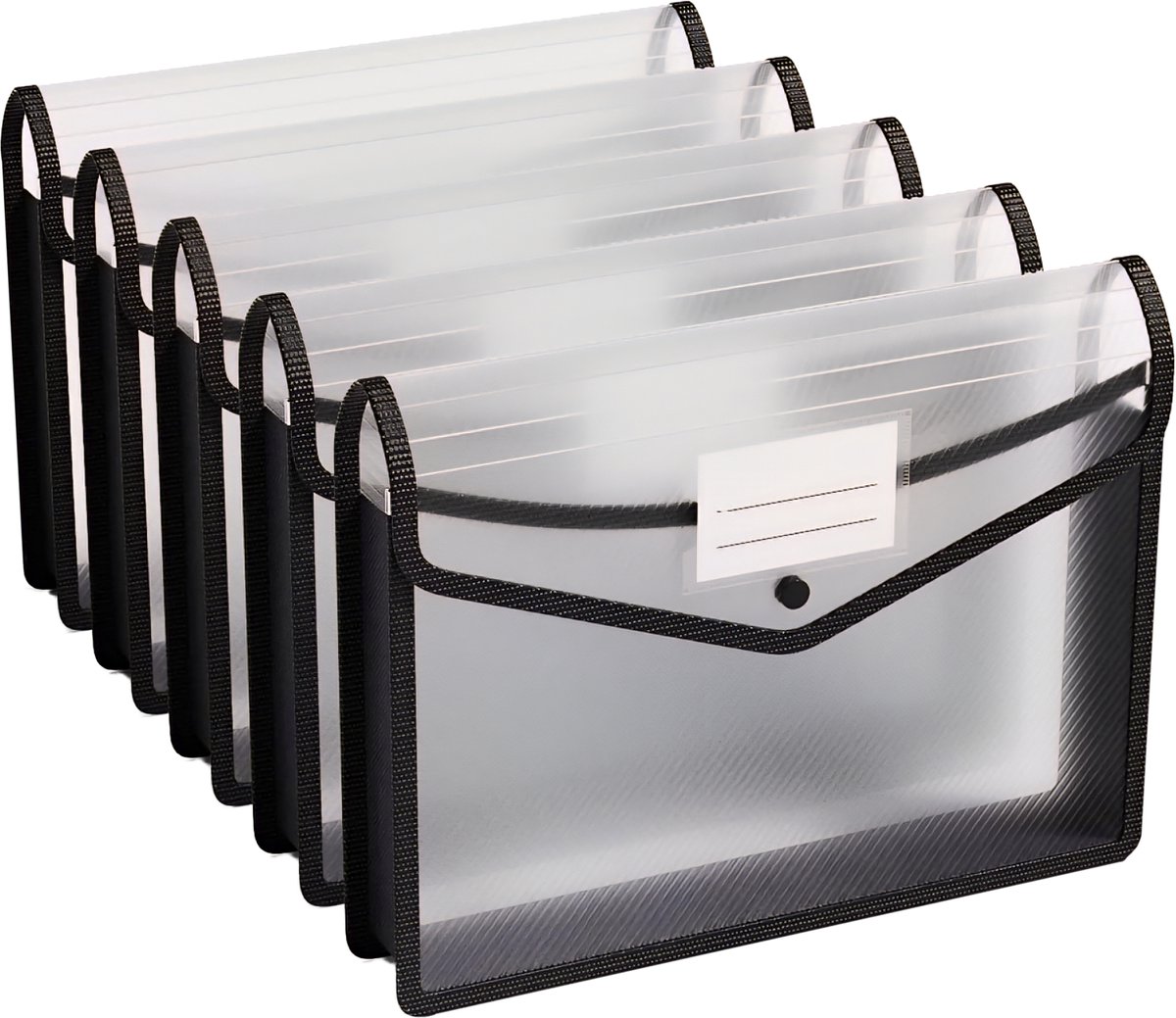 Somstyle Documentenmap A4 Formaat - 5 Stuks - Sorteermap - Projectmap - Bureau Accessoires - Transparant / Zwart