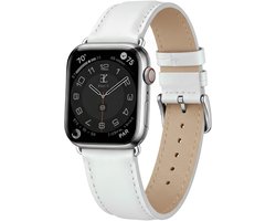 Elysian horlogebandje geschikt voor Apple Watch - Echt Leer - Wit - 18mm - Quick Release - Verstelbaar - Series 1/2/3/4/5/6/7/8/9/S/10/11 - Apple Watch Bandje 38/40/41mm