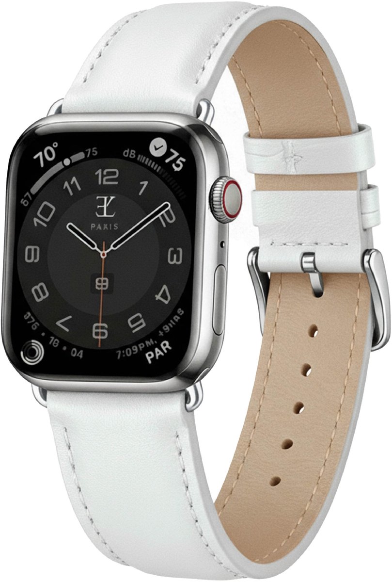 Elysian horlogebandje geschikt voor Apple Watch - Echt Leer - Wit - 18mm - Quick Release - Verstelbaar - Series 1/2/3/4/5/6/7/8/9/S/10/11 - Apple Watch Bandje 38/40/41mm