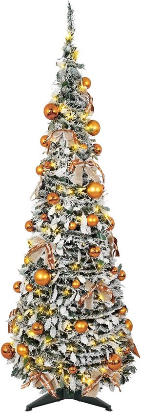 Sapin de Noël pop-up Uten - Sapin de Noël avec lumières - 300 lumières - Sapin de Noël artificiel avec 50 Boules de Noël - Sapin de Noël artificiel - H180 x Ø68 cm