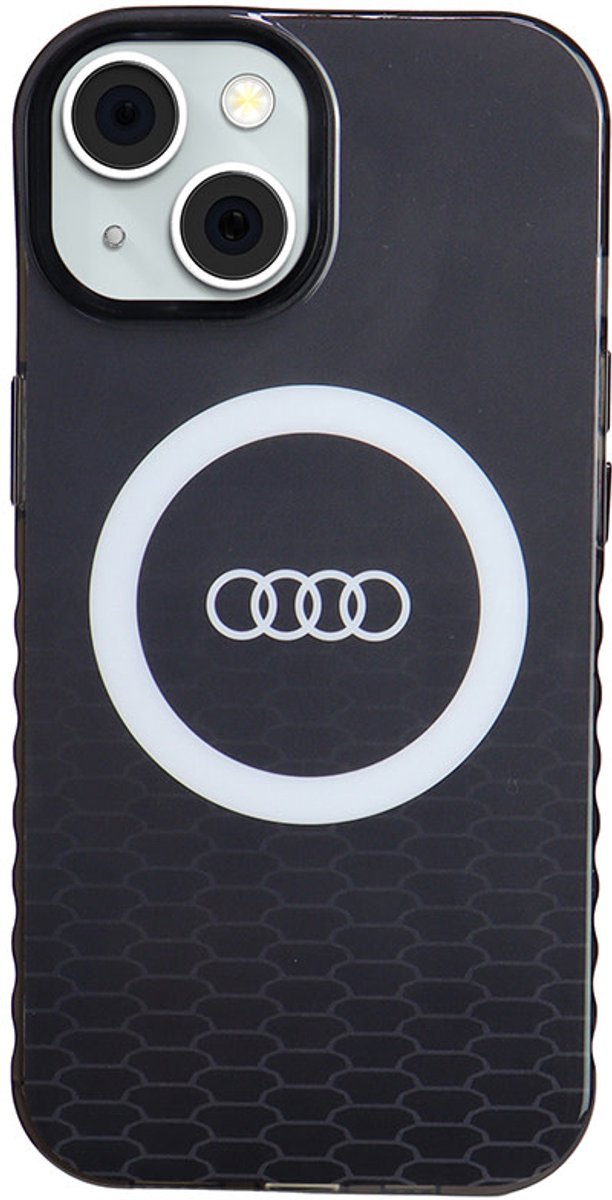 Audi Back Cover - Hoesje voor iPhone 15 - Zwart - MagSafe-compatibel - Bescherming & Grip