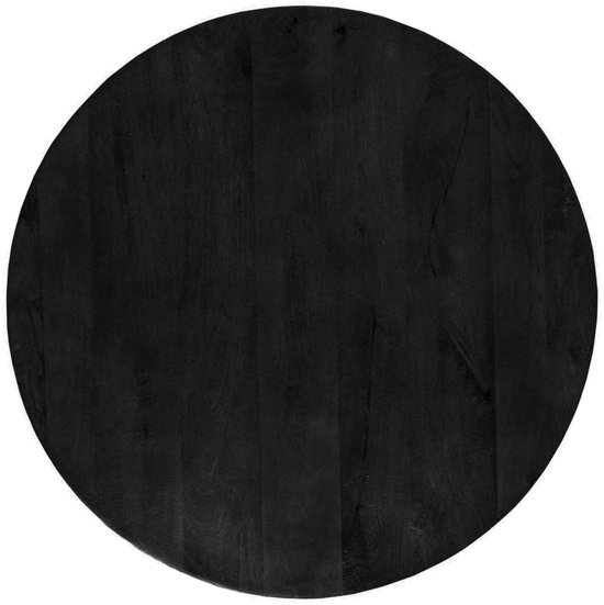 Plateau de table rond Sfeerwonen Enzo 120 cm Ø - Bois de manguier Zwart - Massief Hout - Bord droit 5 cm - Sans pied