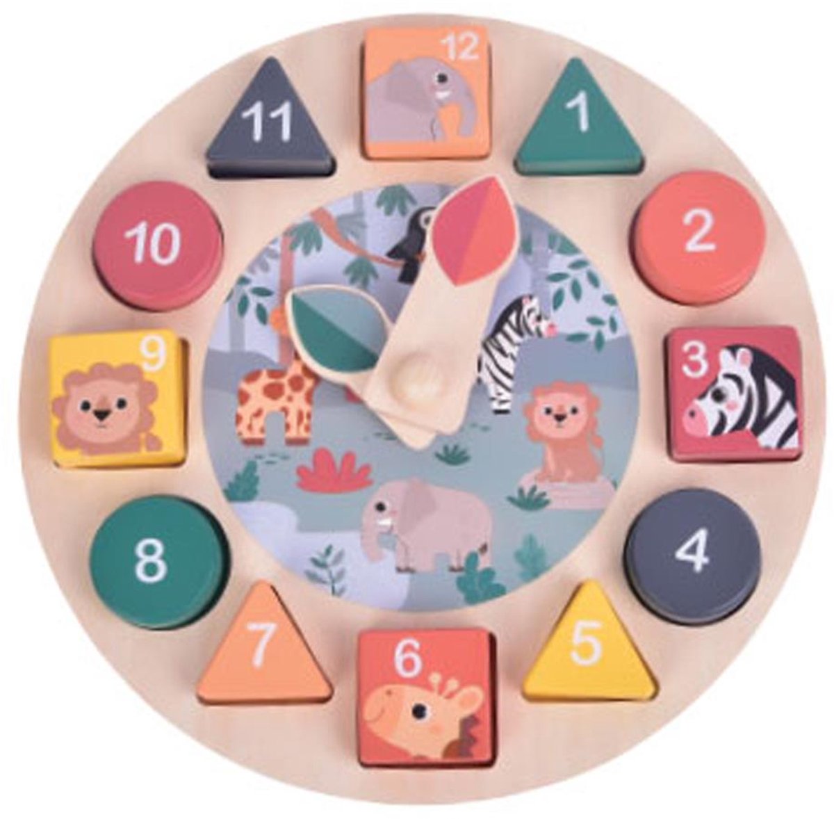 Houten Klok Puzzel Luna Toys 22 × 3,5 × 22 cm – educatief houten klokpuzzel voor peuters ≥ 24 mnd