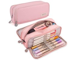 Ynkkvre - Grote Pennenzak 3 Vakjes - Pennenetui Grote Capaciteit Voor Kinderen, Tieners, Meisjes, Jongens - Schoolbenodigdheden Oxford Organizer - Pen- en Make-up Etui