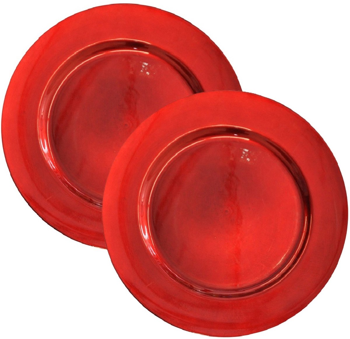 Onderborden - 6x - rood - 33 cm - kunststof - Diner borden - kerstdiner dinerborden