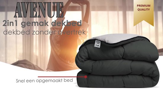 Avenue - Luxe en makkelijk dekbed zonder overtrek – Hoesloos 1 persoons dekbed 140x200 cm – Anti-allergisch & hygiënisch – Wasbaar op 60°C – Wolkenzacht en soepel – Taupe/grijs – All Year