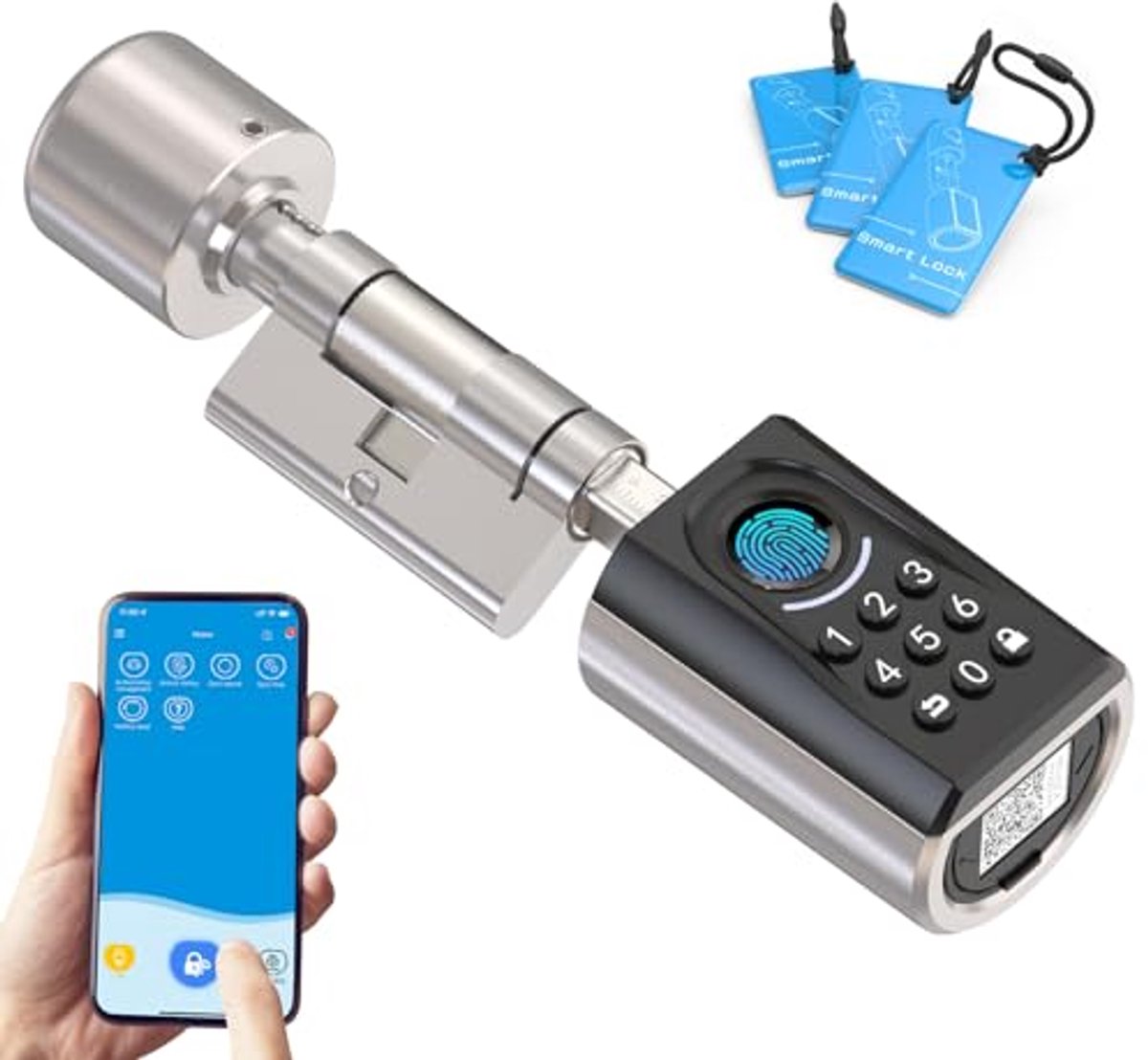 Vingerafdruk Deurslot met Bluetooth & RFID - Slim Elektronisch Deurslot voor 30-70 mm
