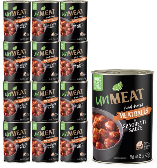 Unmeat Meatballs in sauce - plantaardig, eiwitrijk en vezelrijk - 12 x 425g