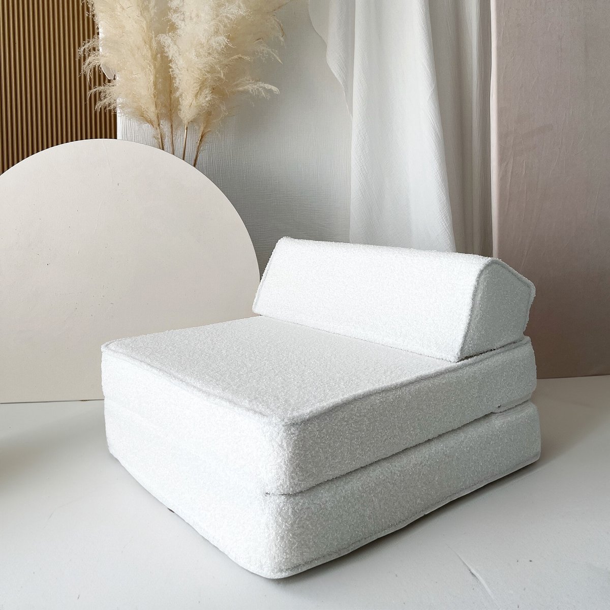 Bouclé Lounger -Wit Wit