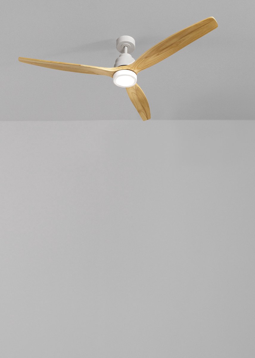 CREATE - Plafondventilator 40W silent 100% hout - Wit / Licht hout - Ø152cm - Met licht - Afstandsbediening - WIND STYLANCE – foto 6