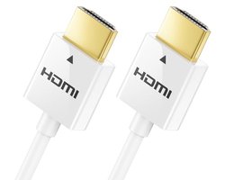 deleyCON 1,5m HDMI Kabel Slim (Kleine en Flexibele HDMI Kabel) 4K HDMI 2.0 Kabel 1080P 2160P UHD ARC HDR 3D voor TV, Monitor, Beamer, Laptop, Notebook, PC, Computer, PS4, PS5, XBOX - Wit
