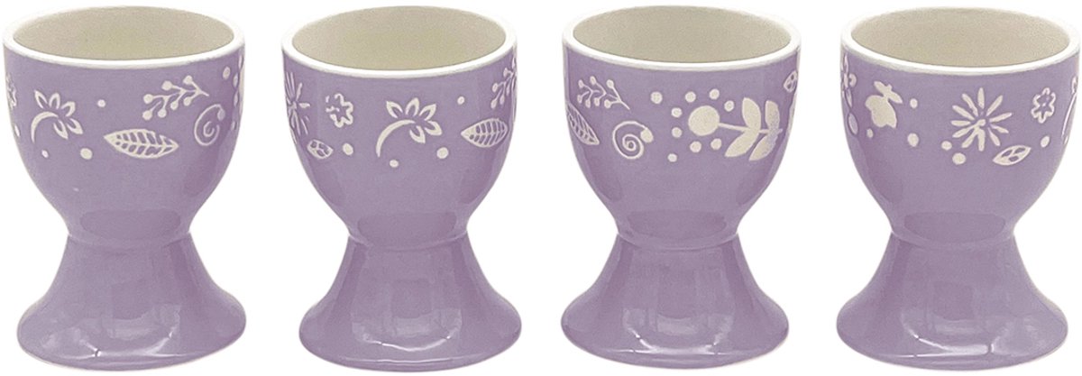 Lavandoux - Eierdopjes - Steengoed - Eierhouder - Lila - Set van 4