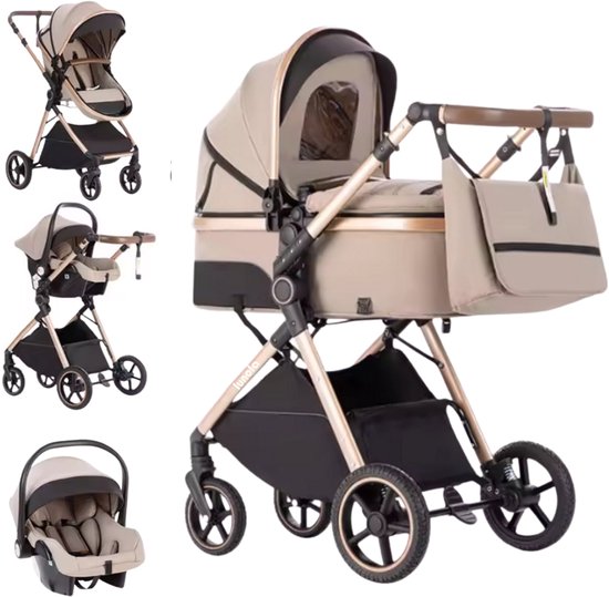 Lunola Oria Kinderwagen 3-in-1 met Autostoel - Khaki - Lunola - €299,00