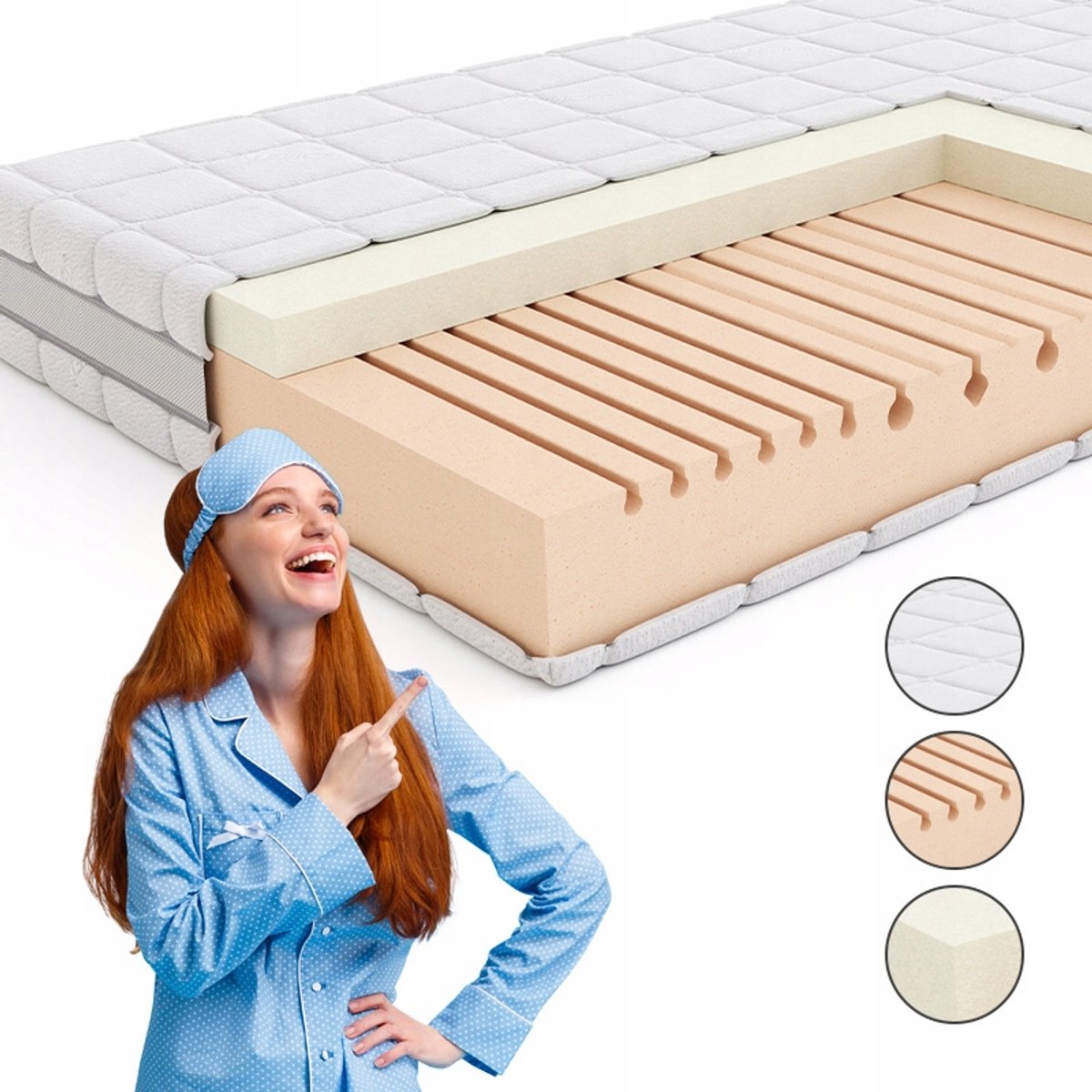 Pan Materac Original Thermo 120x200 cm - Piankowy Materac Średnio-Twardy