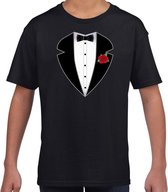 Gangster / maffia pak kostuum t-shirt zwart voor kinderen S (122-128)