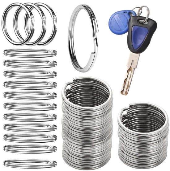 100 x RVS Sleutelring 30 mm - Staal - Sleutelhanger - Draad - Split Ring - Key Ring - 100 Stuks