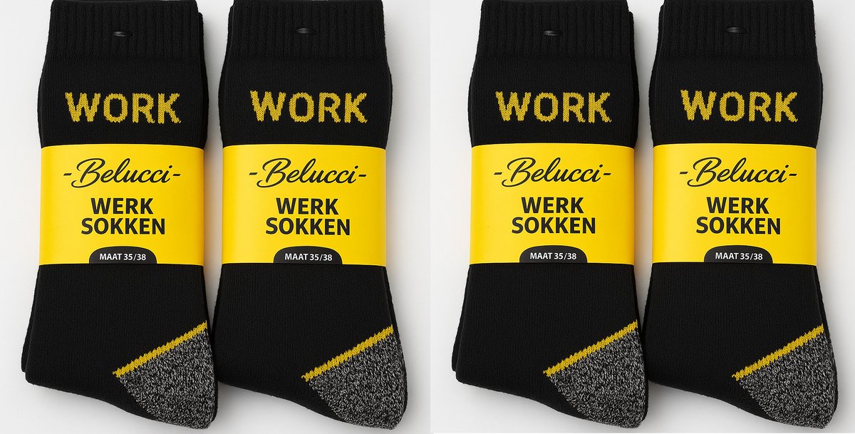 Belucci Premium Werksokken - 20 paar - Grijs Melange - Maat 35-38