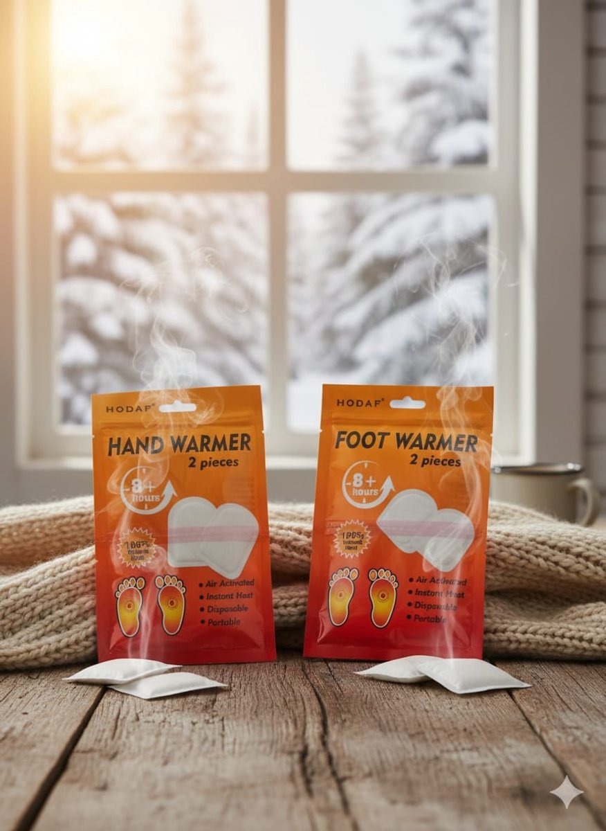 HODAF - Food warmers & Hand warmers 2 in 1 - weg met koude vingers en tenen ! 8+ uur natuurlijke warmte