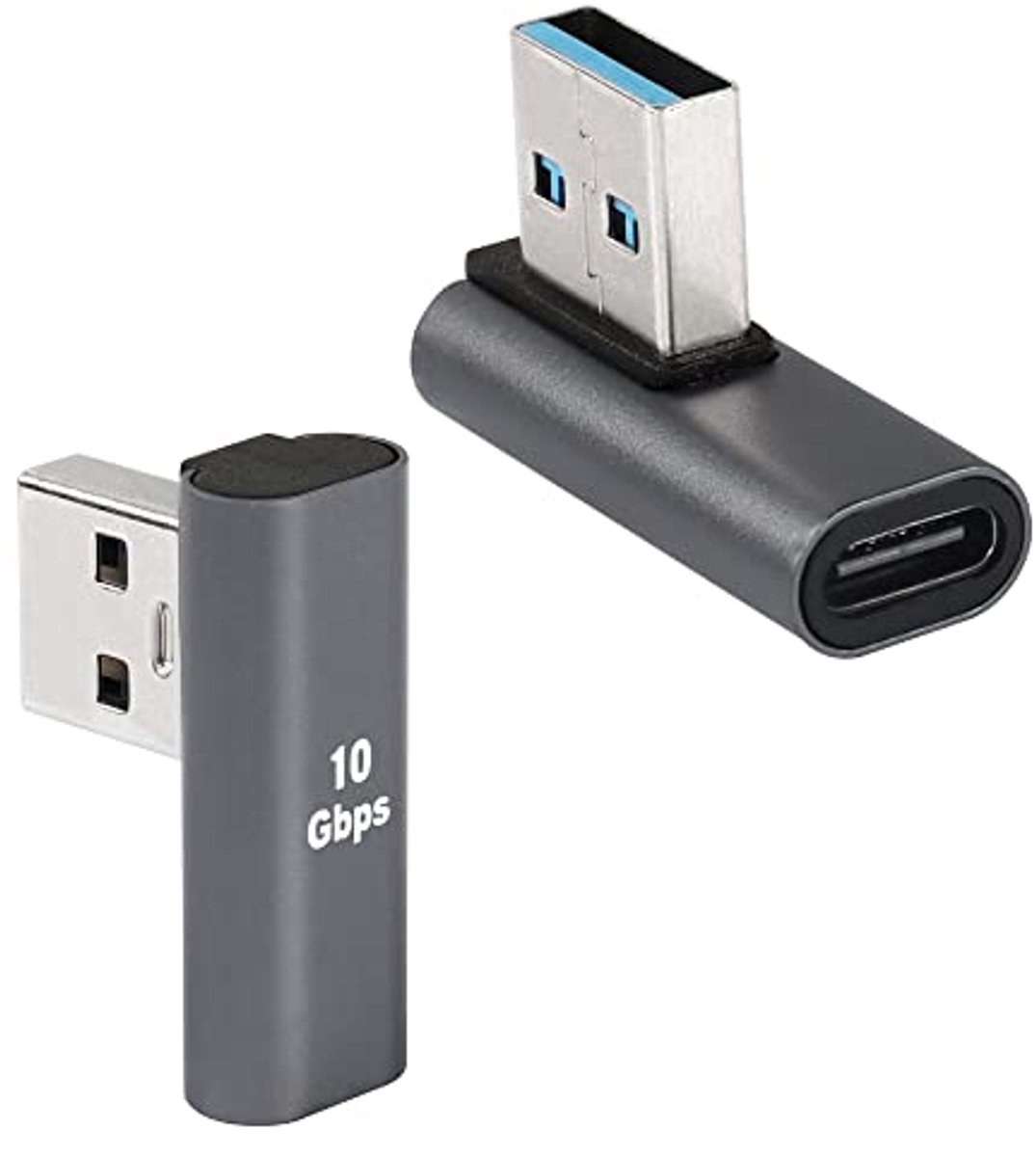 90° USB 3.1 naar USB C Adapter - Haakse Koppeling voor Gegevensoverdracht en Opladen