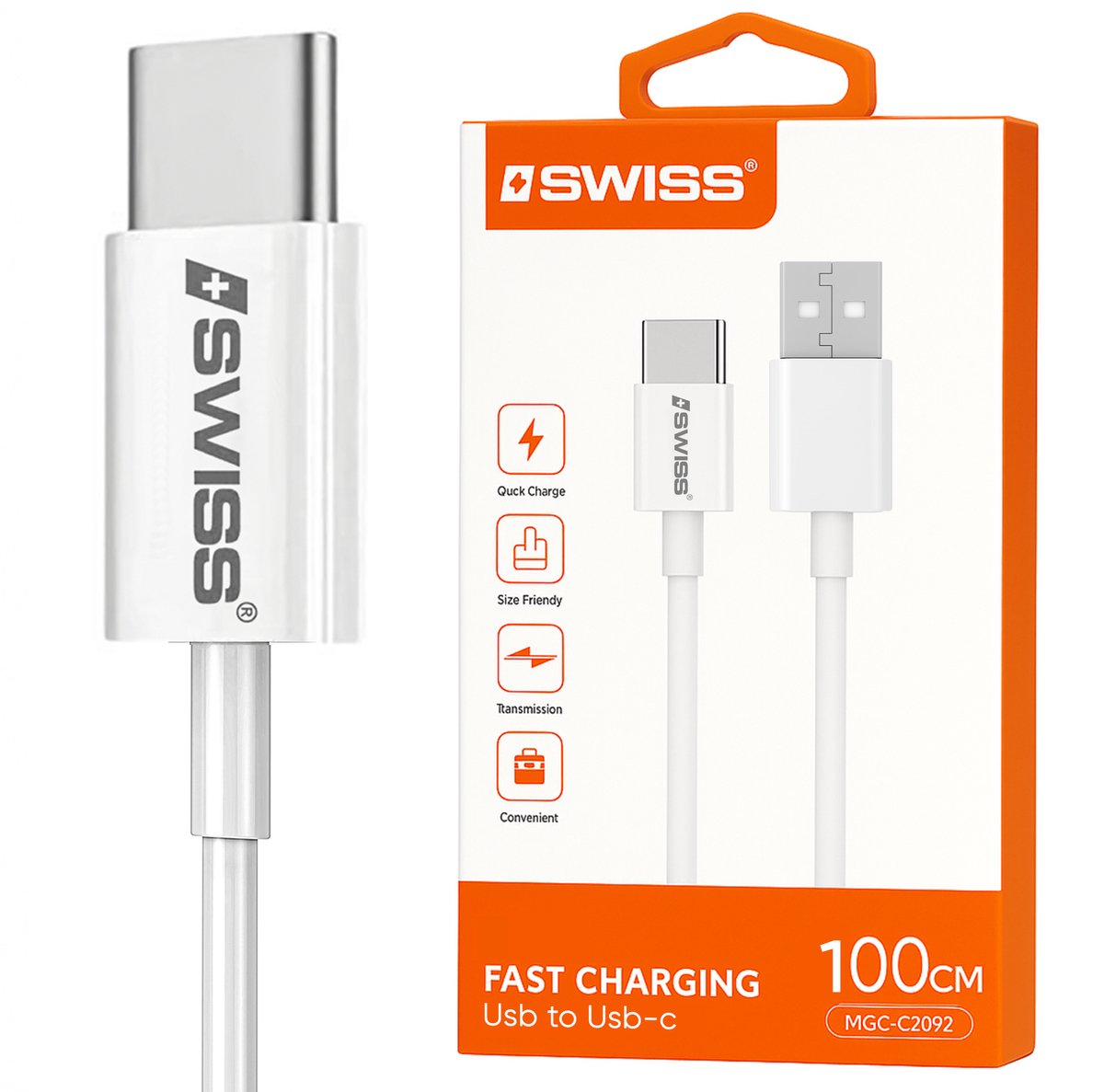 iSwiss USB naar USB‑C Kabel 1 m – Snelladen & Dataoverdracht – Stevige en Compacte USB‑C Oplaadkabel – Universeel Geschikt voor Smartphone, Tablet & Accessoires