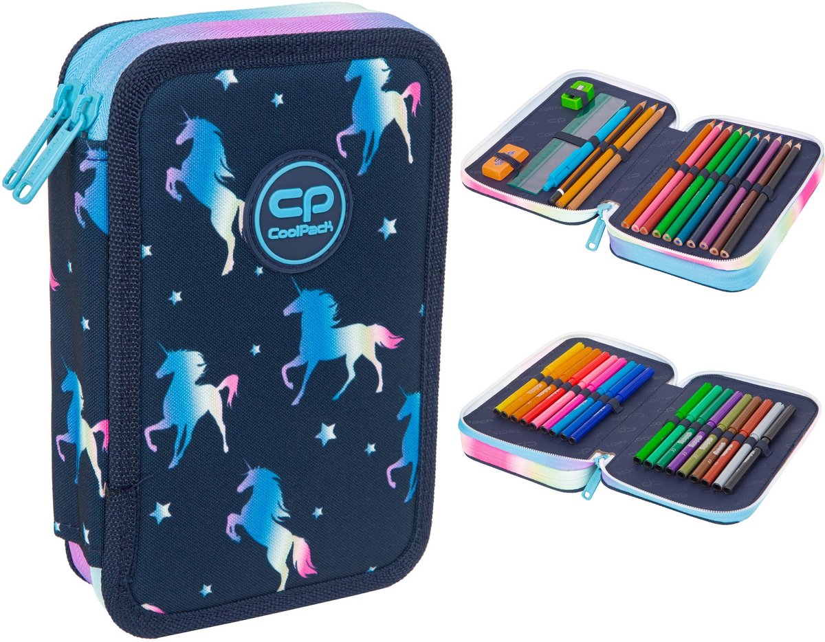 CoolPack Jumper II Dubbel Etui met Kleurrijke Unicorn en Uitrusting