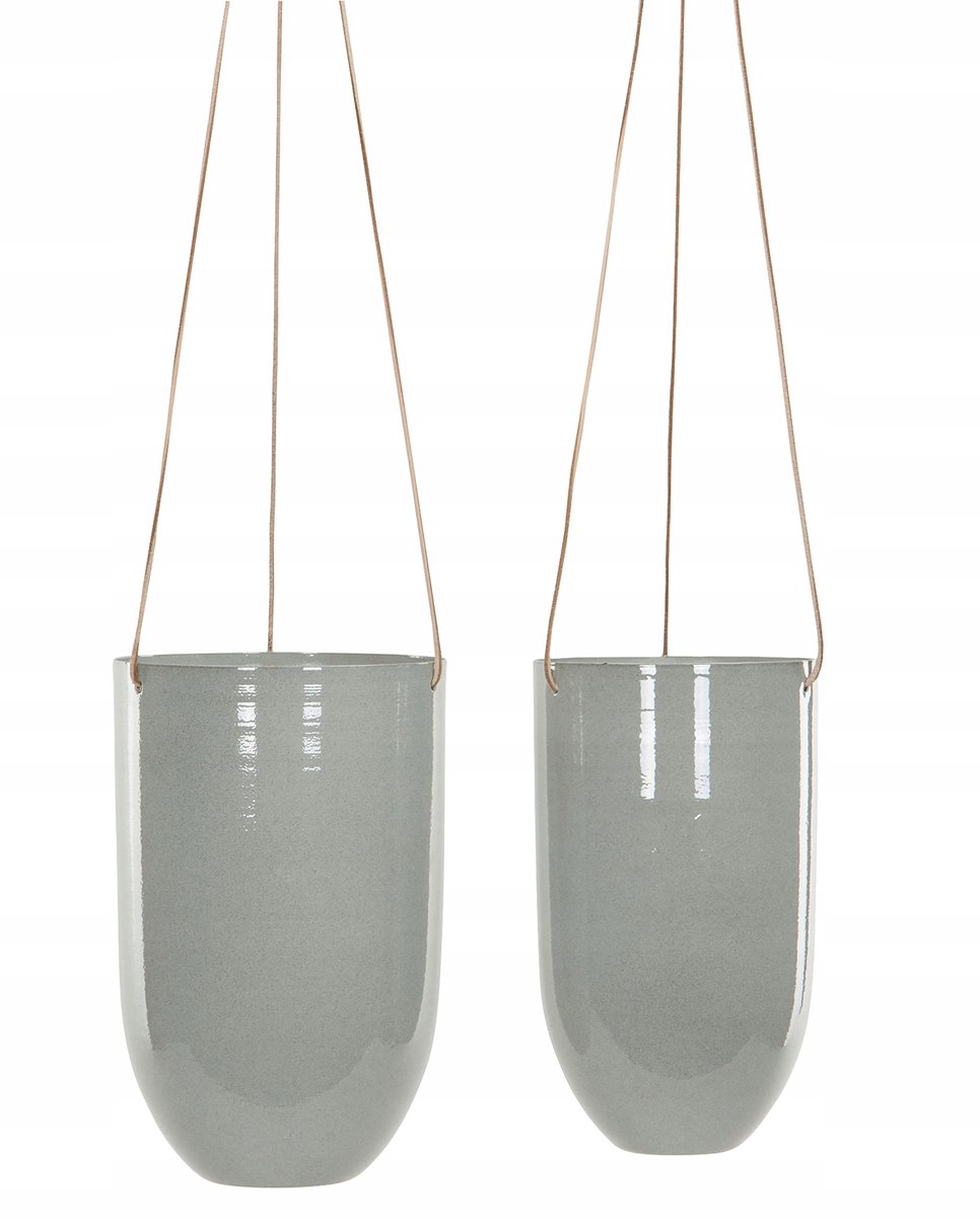 2x Hangende Bloempot ZANDbrons Glanzend Metaal