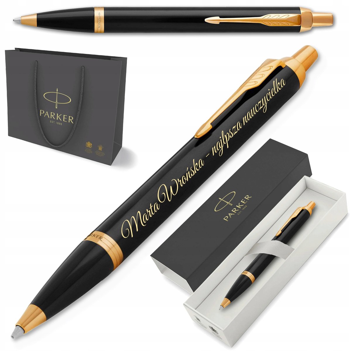Parker IM Zwarte Pen met Vergulde Details & Gratis Gravure