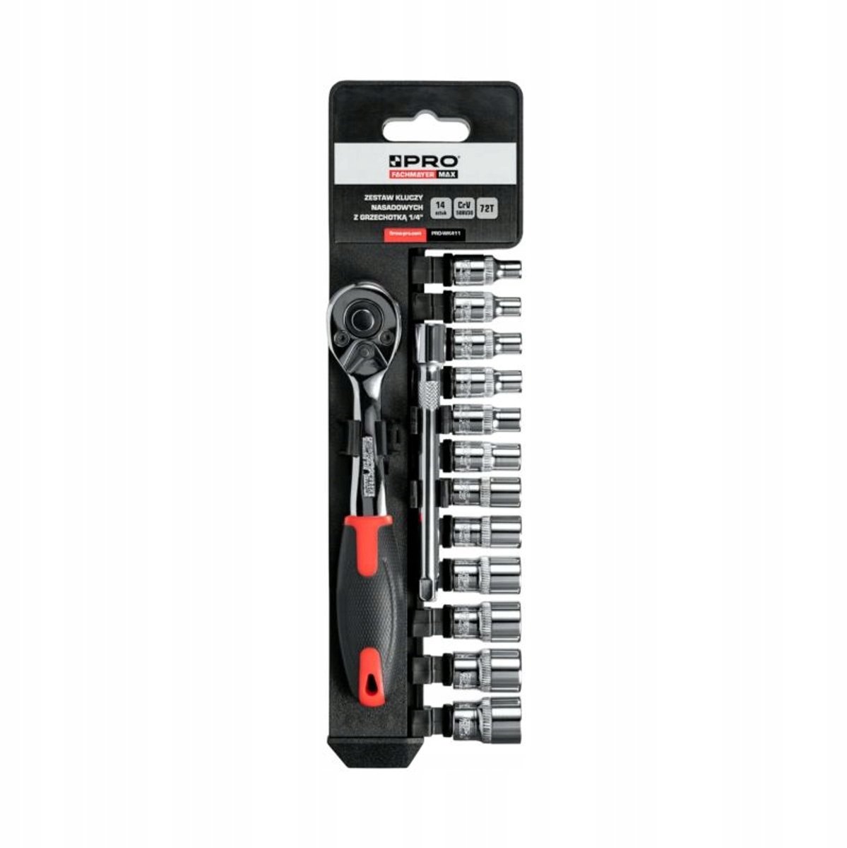 Dopsleutelset met Ratel 1/4" 14 Delig CrV PRO-WK411