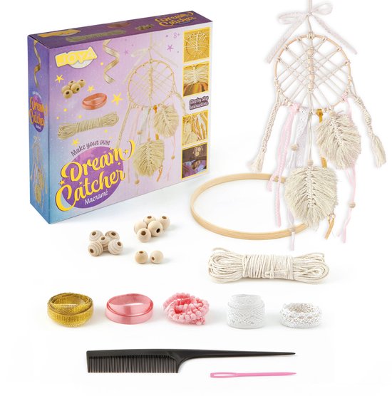 Joya Creative Macramé Dromenvanger - Maak je eigen Dromenvanger - Macramé DIY Knutselset voor Kinderen - Inclusief Stap-voor-Stap Instructies - Creatief Knutselpakket vanaf 8 jaar
