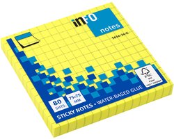 Info sticky notes - Brilliant - 80 vel - 75x75mm - geruit - geel - IN-5654-34-K