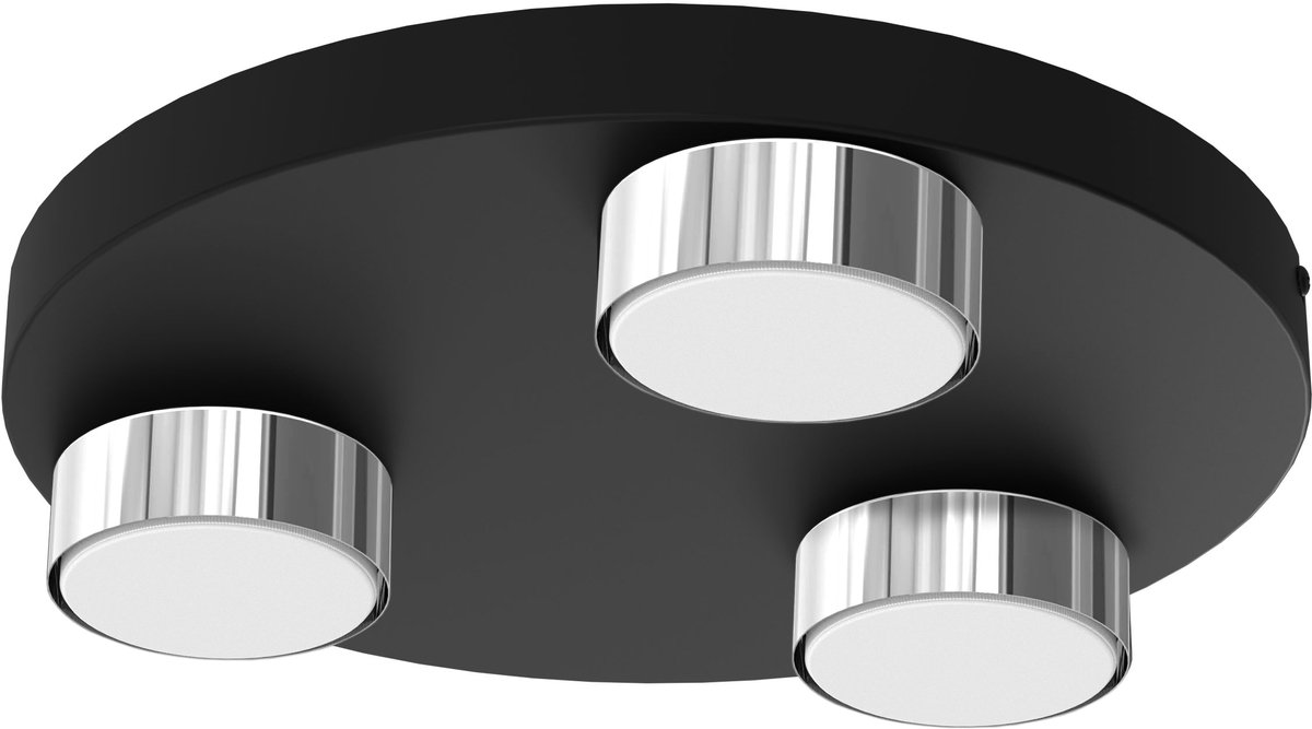 Zwarte Plafundolamp LED GX53 Metalen Zwart/Chroom - Stijlvols & Nderlands
