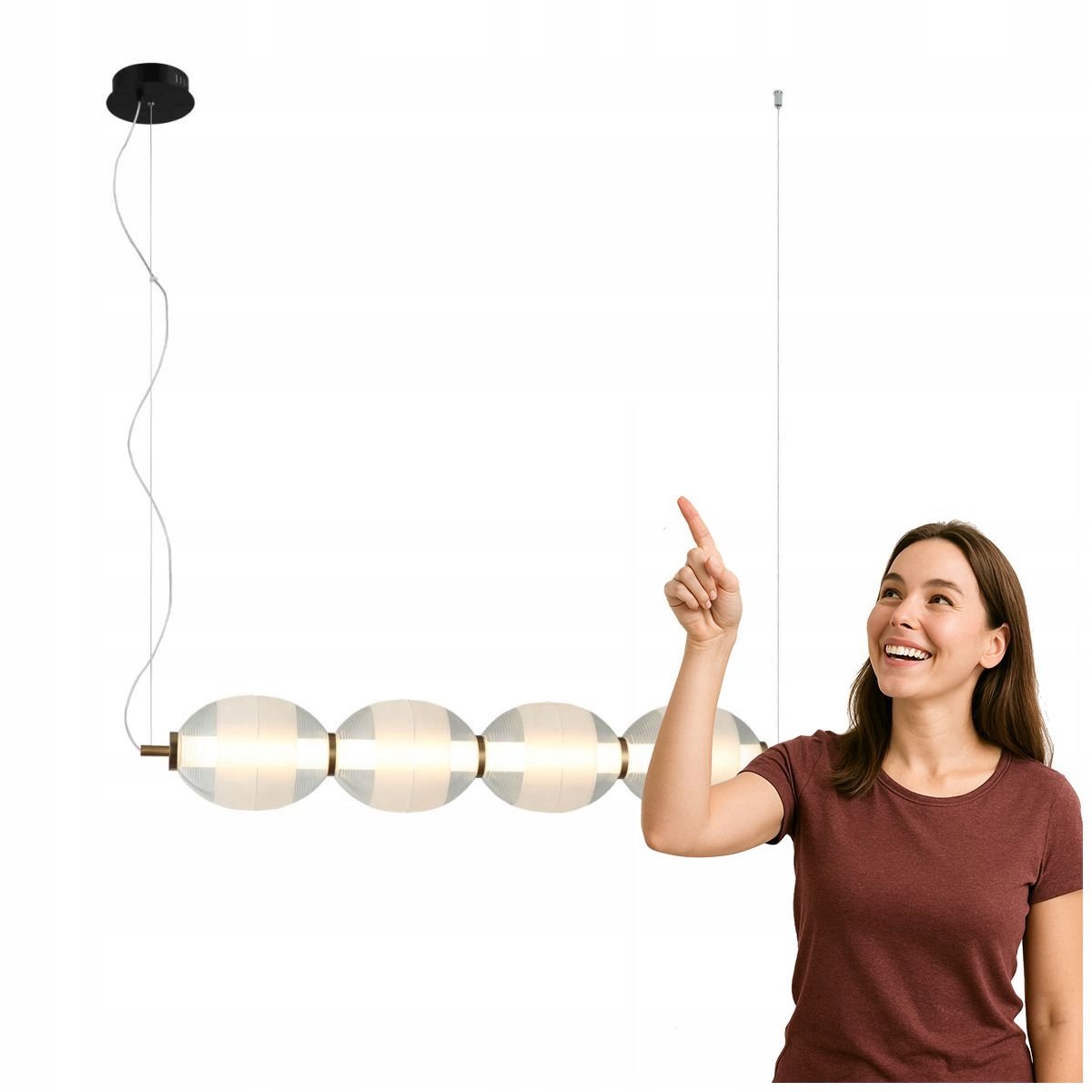 Moderne LED Hanglamp RINOT - Zwart/Wit/Transparant - 87cm