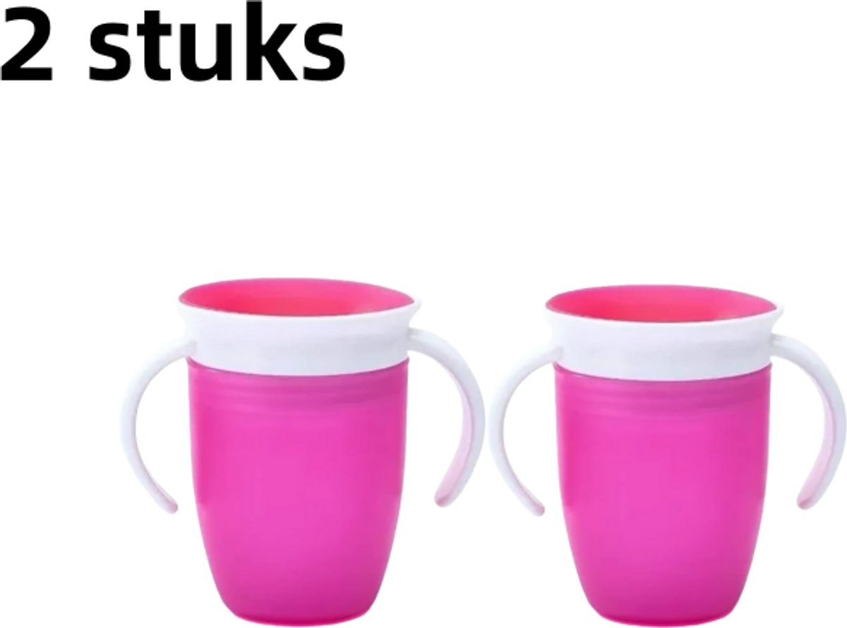 Image of 2 stuks - Kinderdrinkbeker - 360° waterdicht - Babydrinkbeker - A2 stuks - Kinderdrinkbeker - 360° waterdicht - Drinkbeker voor baby's - Anti-verstikkingsbeker voor baby's - Siliconen - Roze