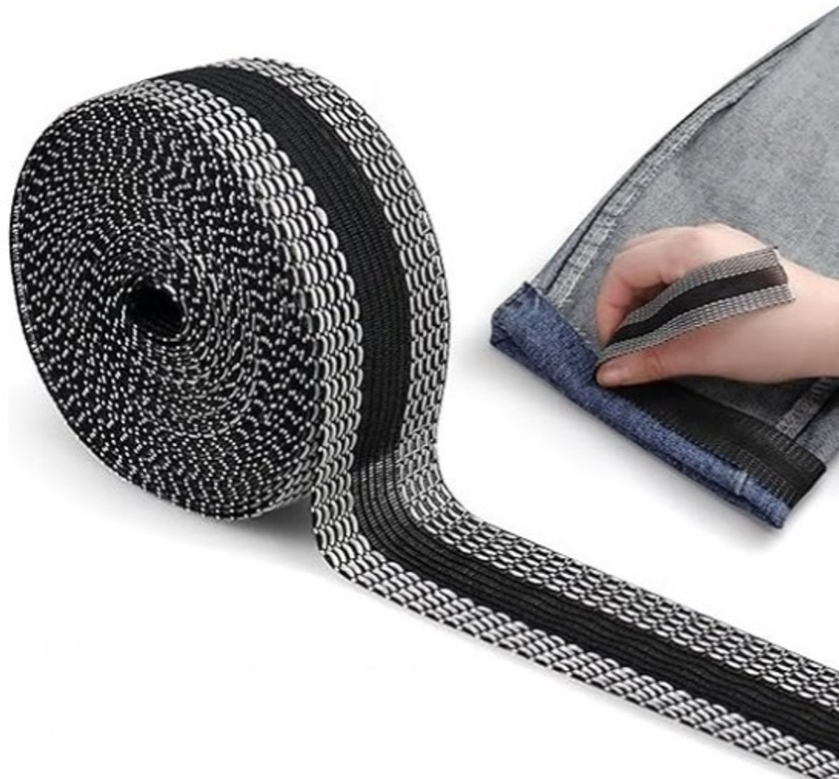 Zelfklevende textieltape voor kleding, om op te strijken, geen vastnaaien nodig, zoom voor jeans, broeken en kleding, 2 rollen, elk 64 m, wit