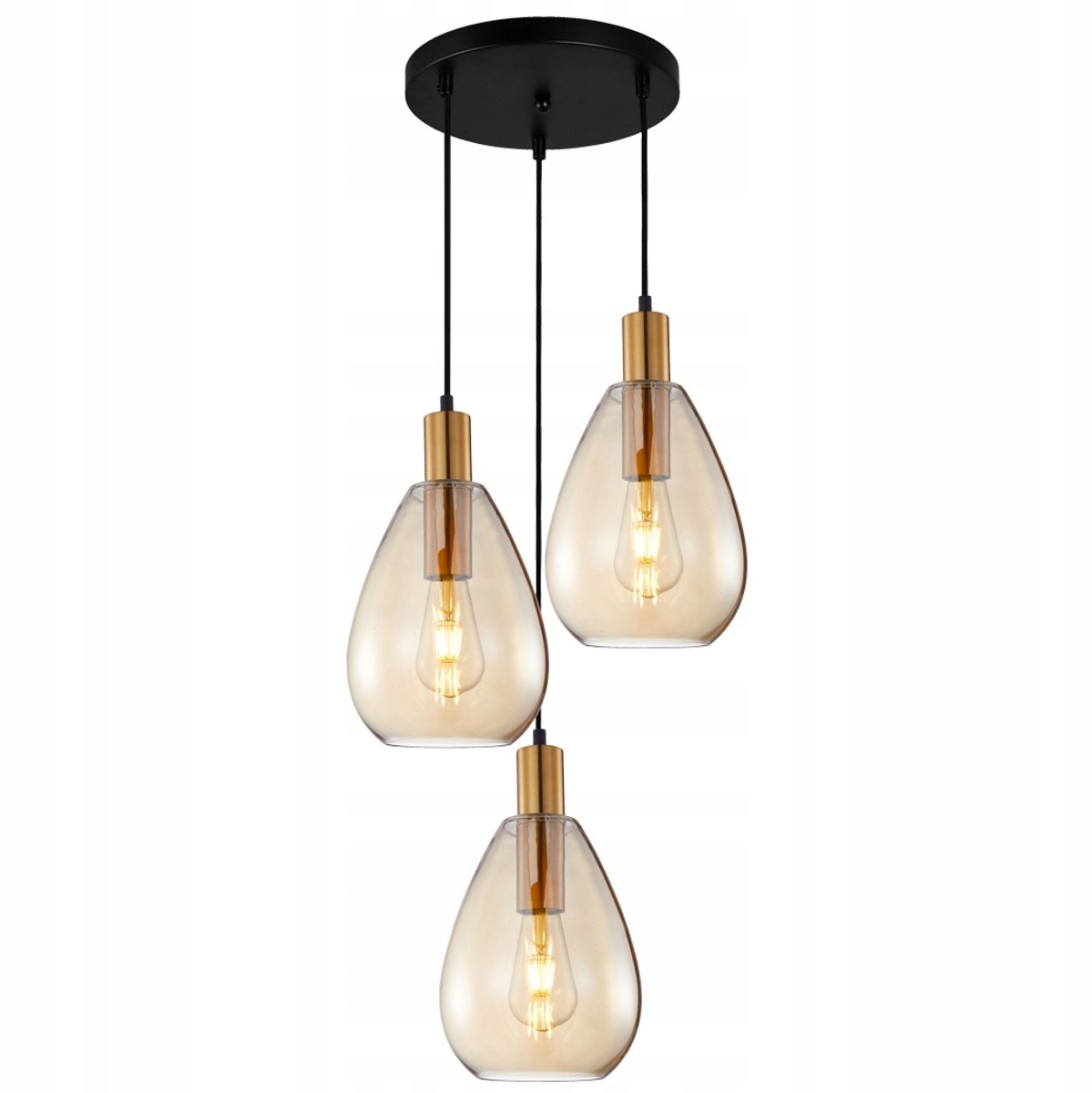 Hanglamp messing amber glas 3-lichts Zulo E27 130cm