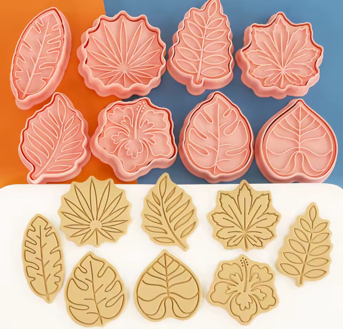 Siliconen Herfst Bakvorm – 8 Vormpjes – Bladeren – Flexibele Siliconen Vorm voor Koekjes, Chocolade & Cakejes – Herfst Thema