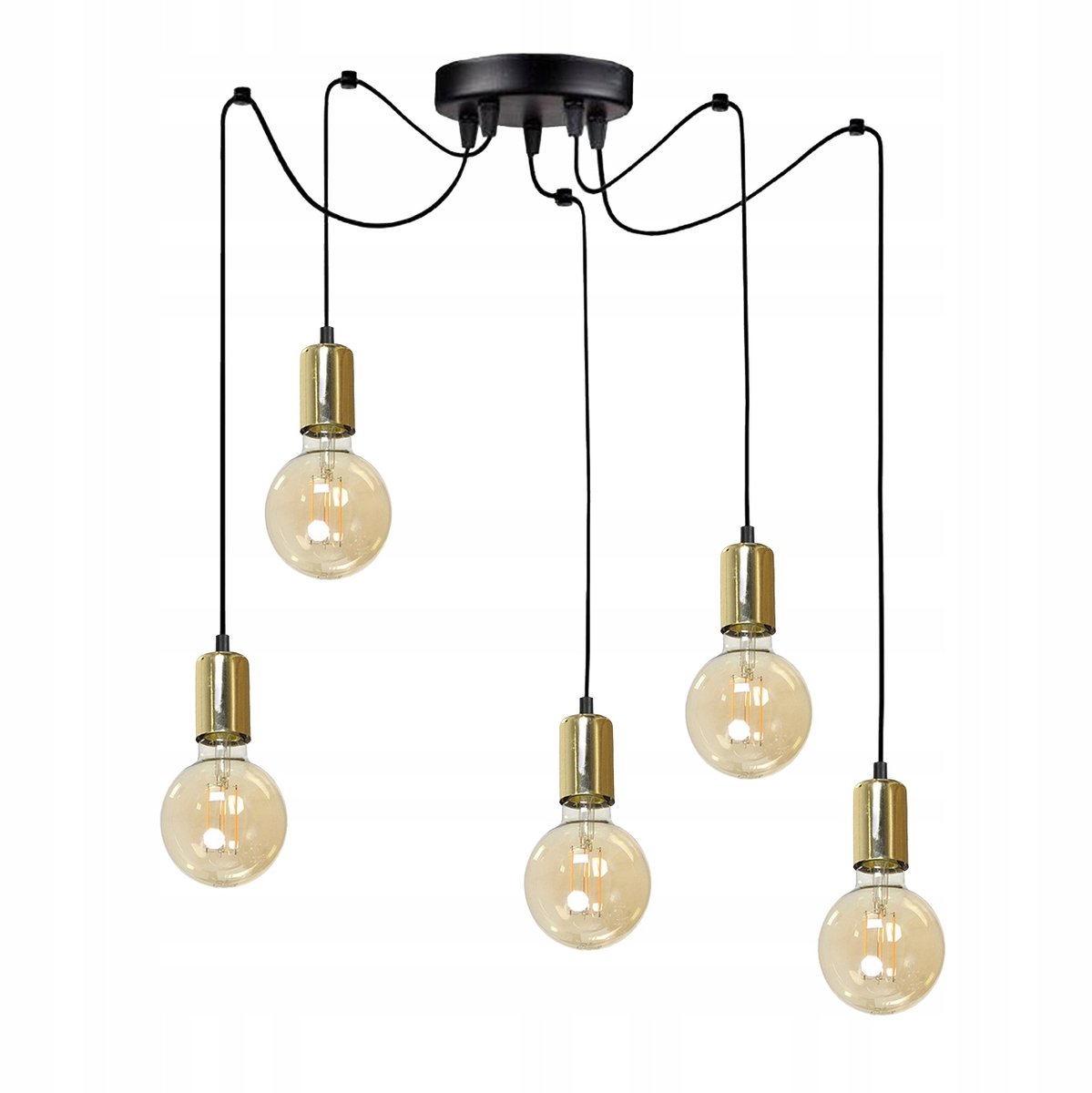 Zwarte Hanglamp Spider met Gouden Accenten - Industriële Stijl